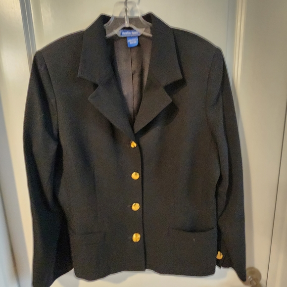 Austin Reed worsted wool black jacket blazer size 14, gold buttons, made in USA. - Picture 1 of 7
